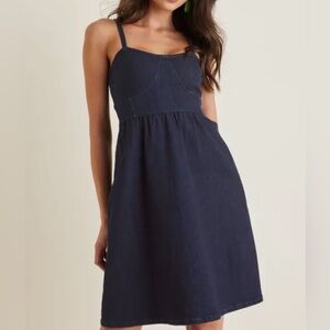 VENUS Dark Indigo Denim Dress with Copper Zipper